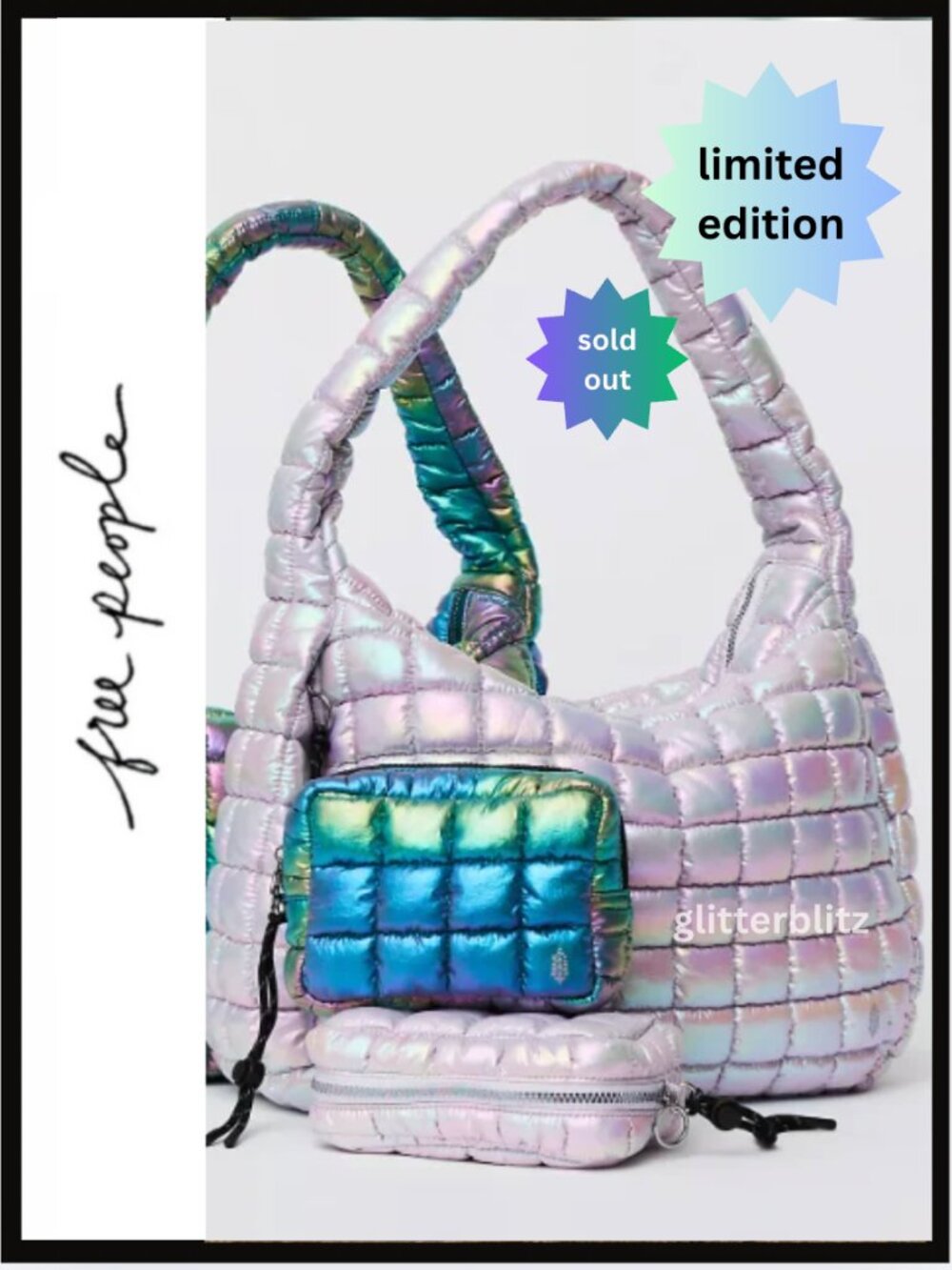 Free People Quilted Carryall Limited Edition Iridescent Abalone